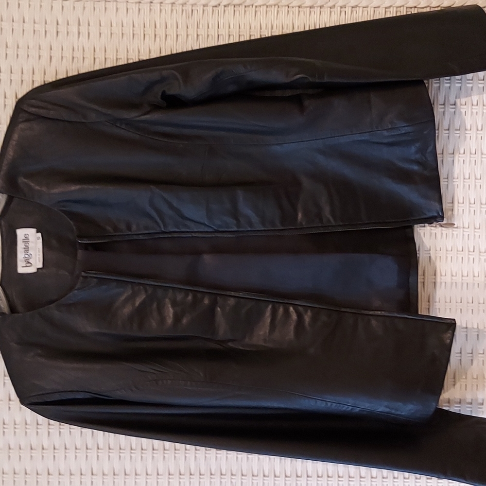 Leather Jacket.  Black.  Size:S